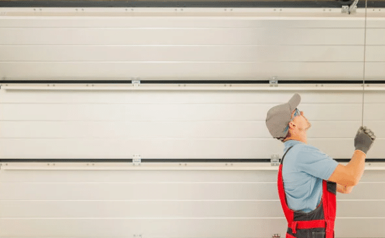 expert repairing a garage door