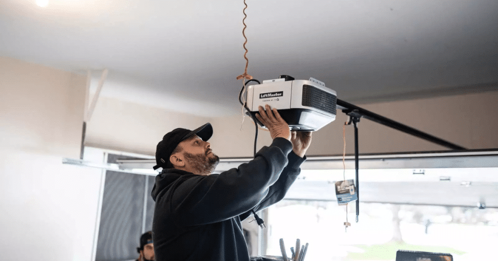 attaching garage door opener to door